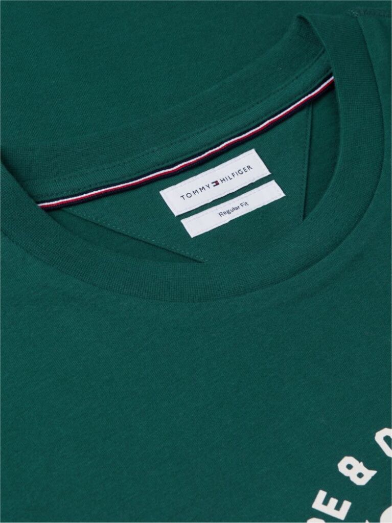 Πράσινο Βαμβακερό T-Shirt Με Varsity Λογότυπο  Άνδρες