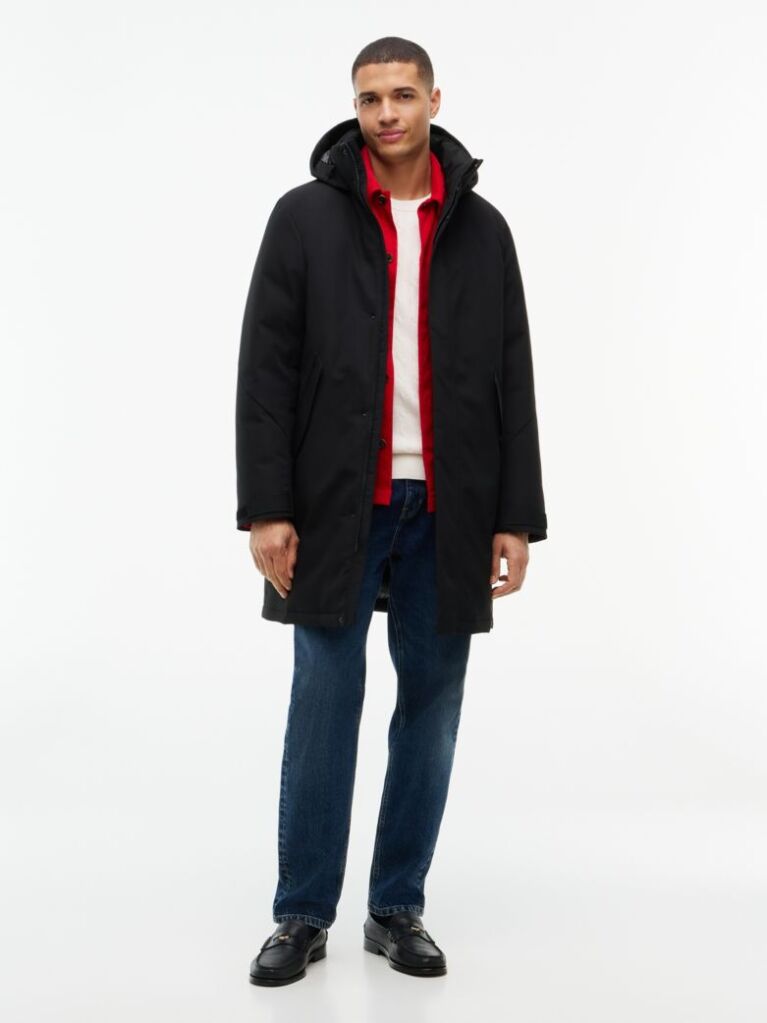 Black Performance Tech Hooded Padded Parka  Men