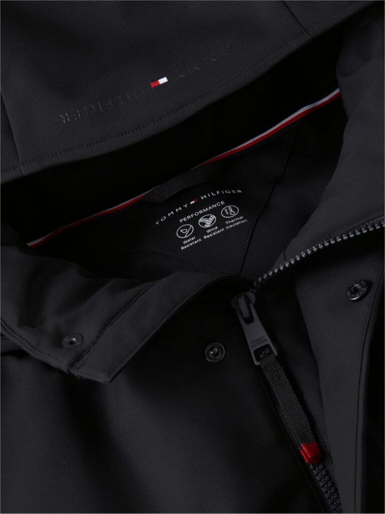 Black Performance Tech Hooded Padded Parka  Men