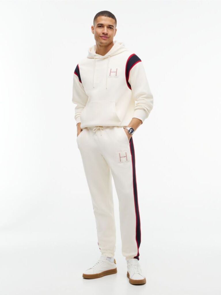 Beige Logo Stripe Pique Cuffed Joggers  Men