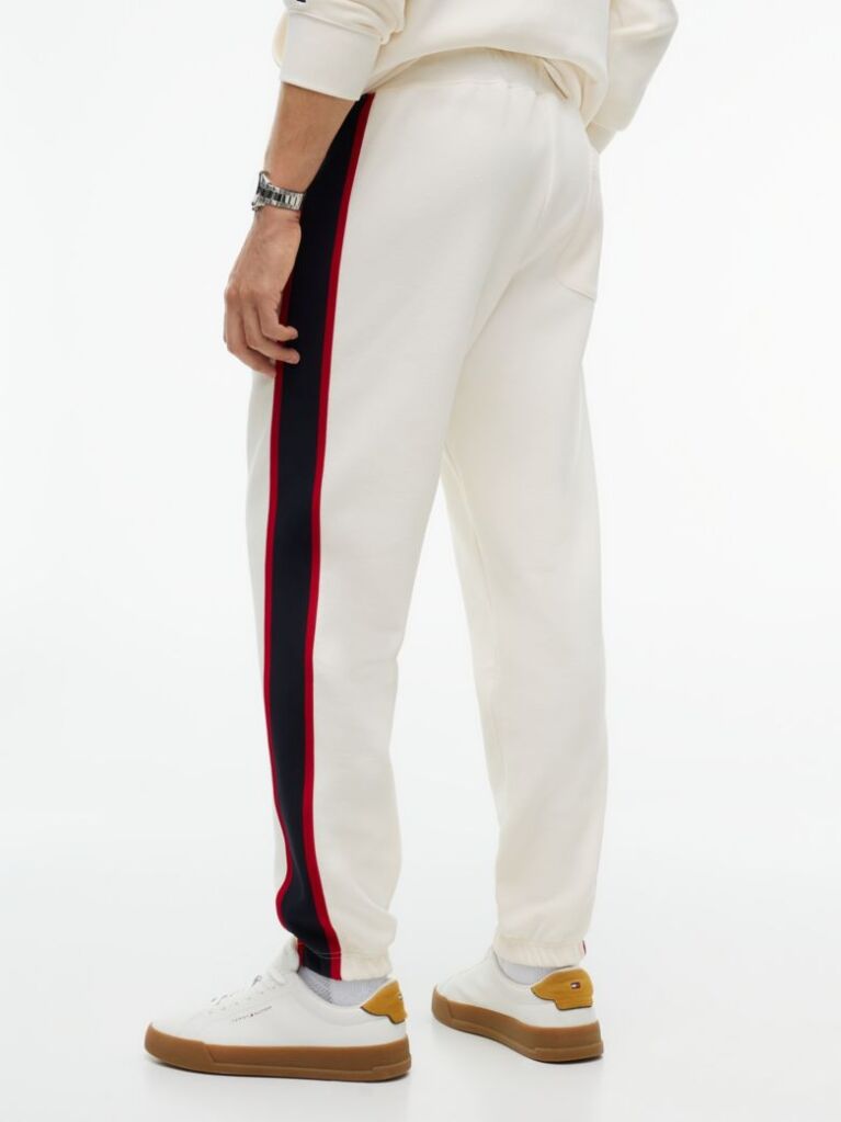 Beige Logo Stripe Pique Cuffed Joggers  Men