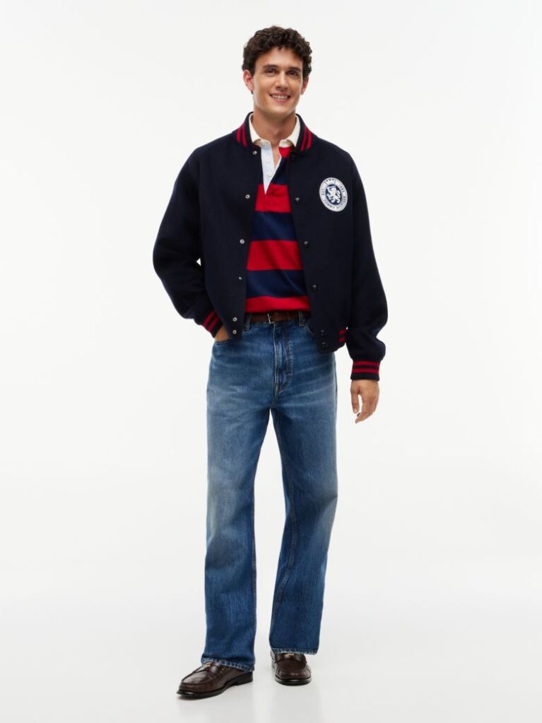 Blue Crest Wool Blend Varsity Jacket  Men