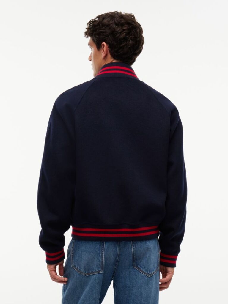 Blue Crest Wool Blend Varsity Jacket  Men