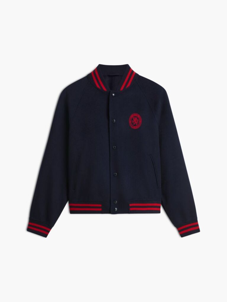 Blue Crest Wool Blend Varsity Jacket  Men