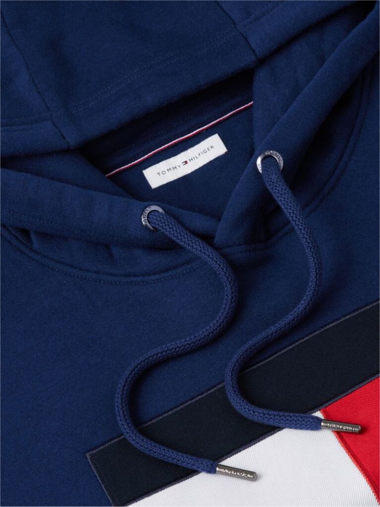 Blue Flag Embroidery Logo Fleece Hoody  Men