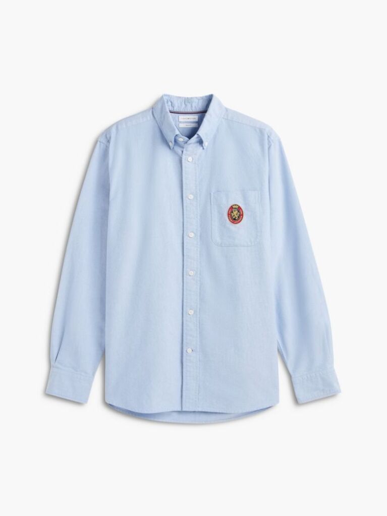 Blue Relaxed Fit Heritage Crest Oxford Shirt  Men