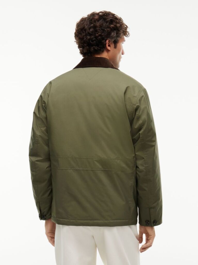 Green Corduroy Collar Padded Ripstop Barn Jacket  Men