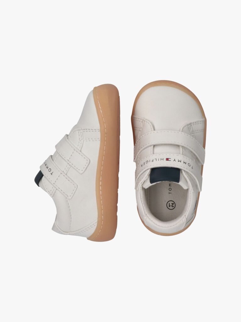 White Mid Cut Velcro Sneakers  Kids Unisex