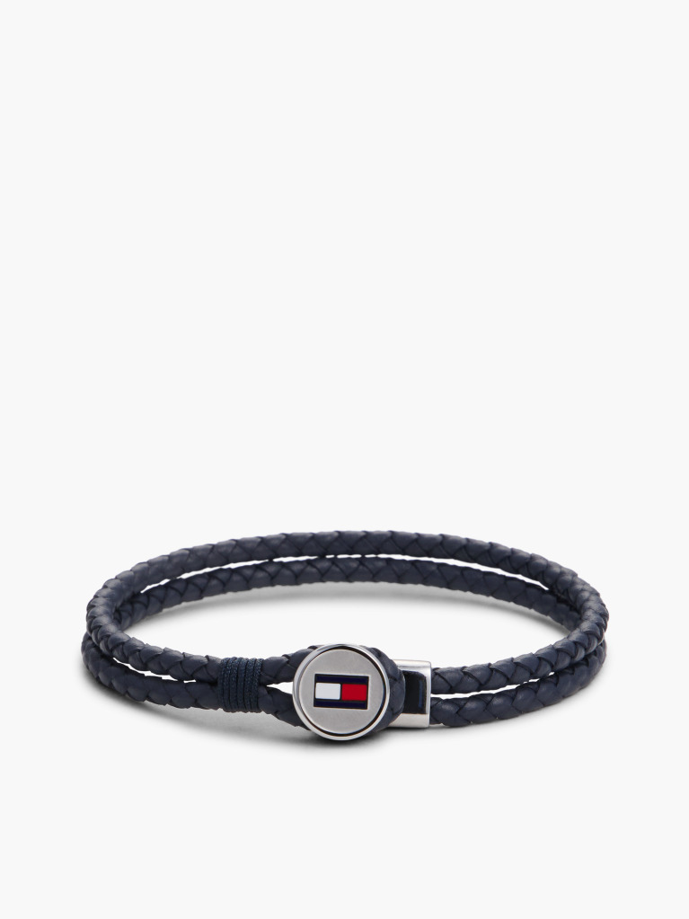Blue Blue Leather Braided Bracelet  Men