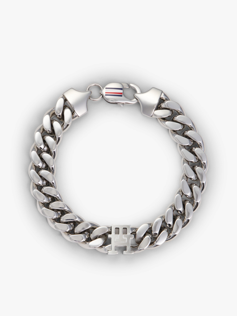 Silver Stainless Steel Chain-Link Bracelet  Men