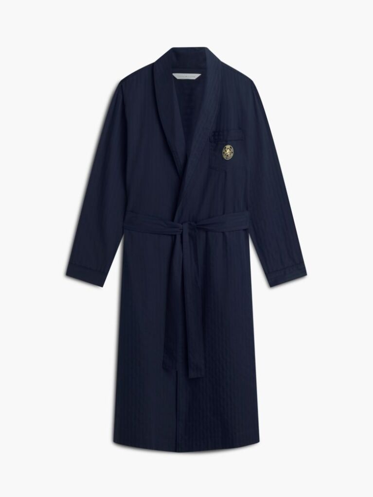 Blue Crest Woven Dobby Bathrobe  Men