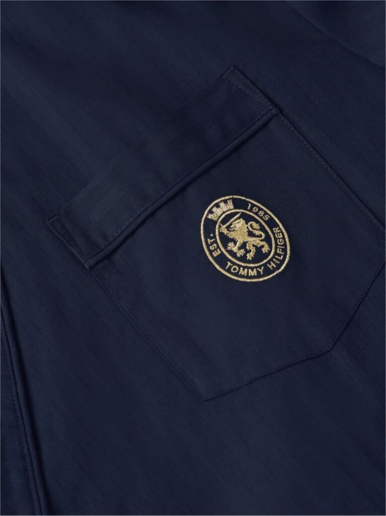 Blue Crest Woven Dobby Bathrobe  Men
