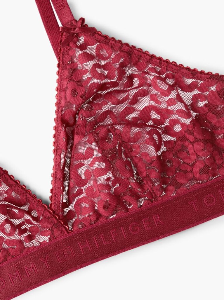 Red Leopard Lace Unpadded Triangle Bra  Women