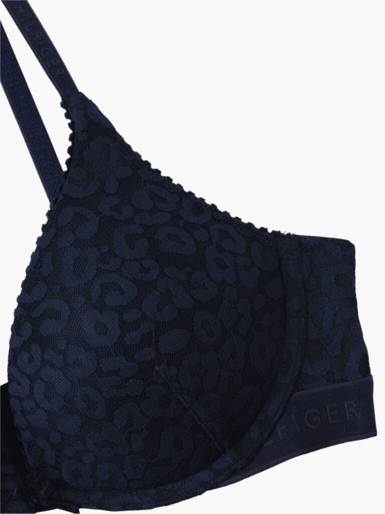 Blue Leopard Lace Plunge Push-Up Bra  Women