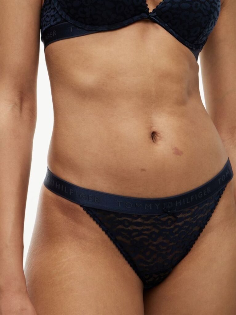 Blue Leopard Lace Thong  Women