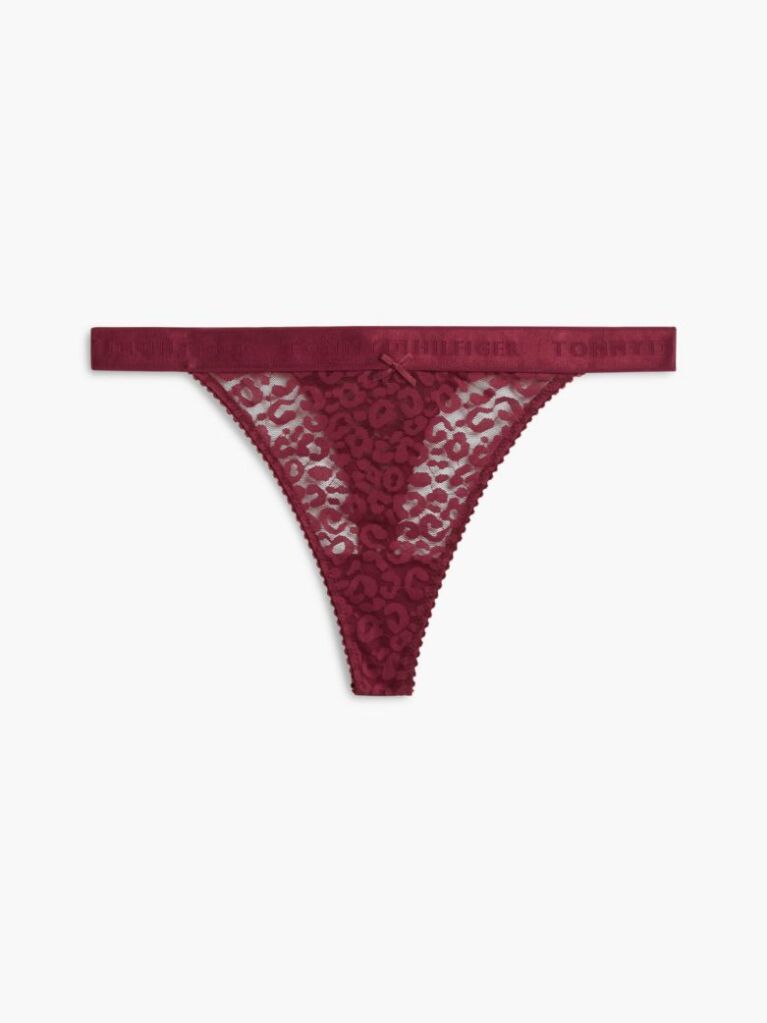 Red Leopard Lace Thong  Women