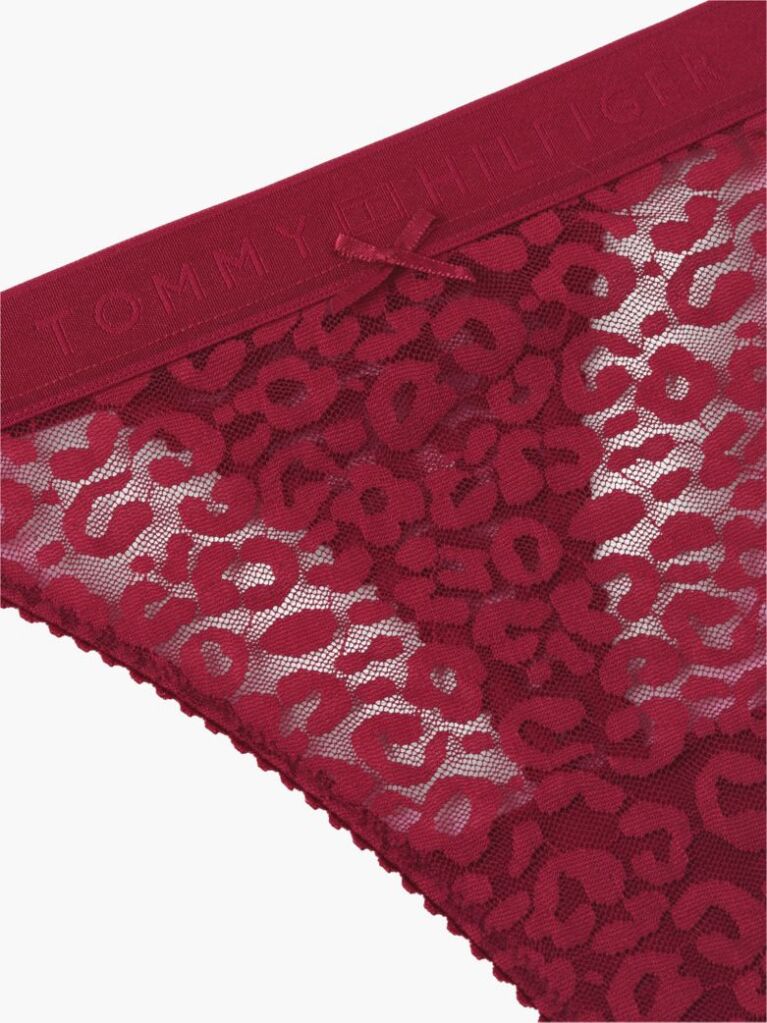 Red Leopard Lace Thong  Women