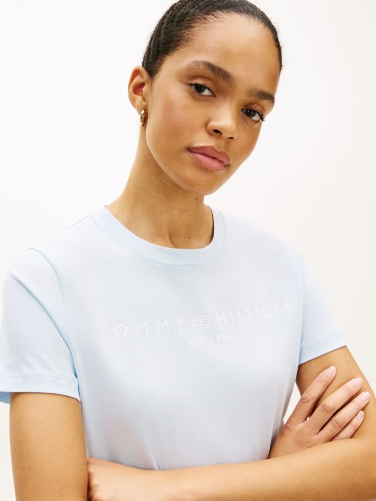 Μπλε T-Shirt Με Κλασική Λαιμόκοψη Και Λογότυπο  Γυναίκες