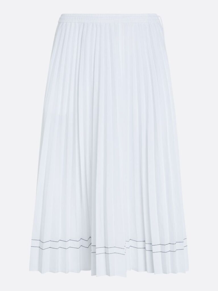White Pleated Flared Midi Skirt  Women