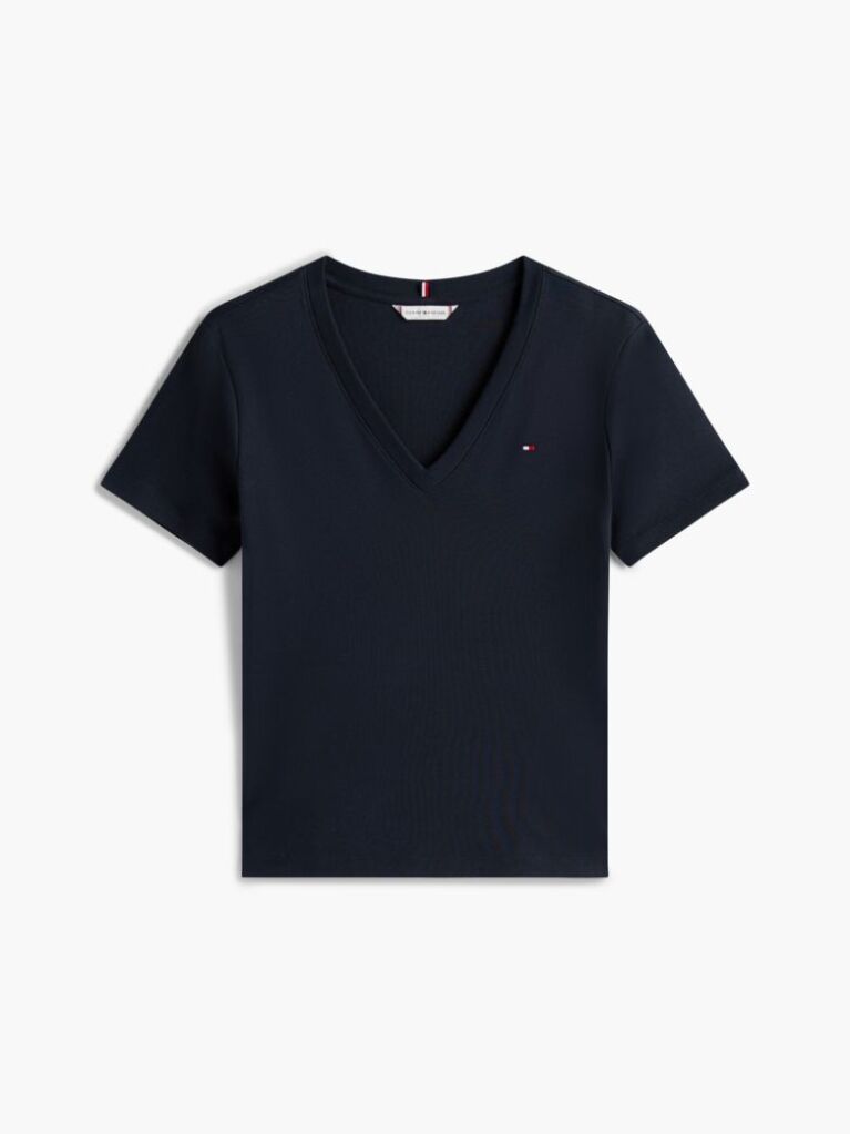 Μπλε T-Shirt Με Λαιμόκοψη V Και Slim Γραμμή  Γυναίκες