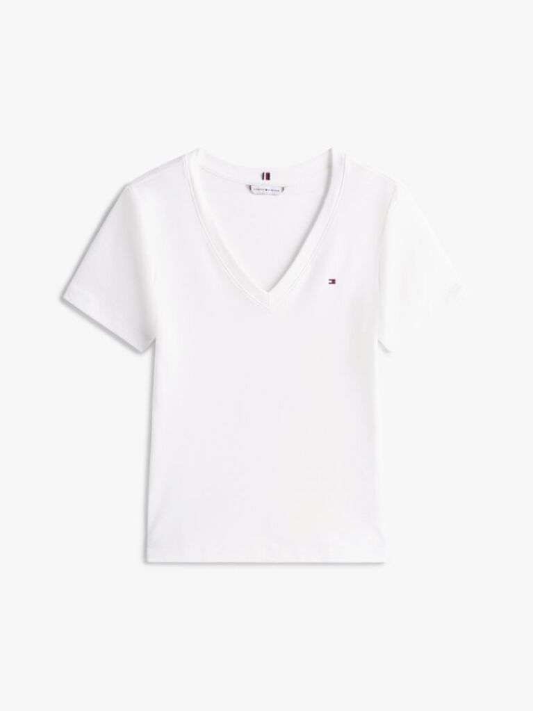Μπεζ T-Shirt Με Λαιμόκοψη V Και Slim Γραμμή  Γυναίκες