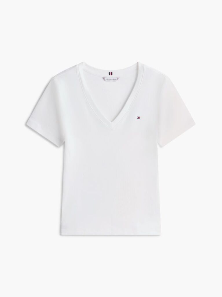 Μπεζ T-Shirt Με Λαιμόκοψη V Και Slim Γραμμή  Γυναίκες