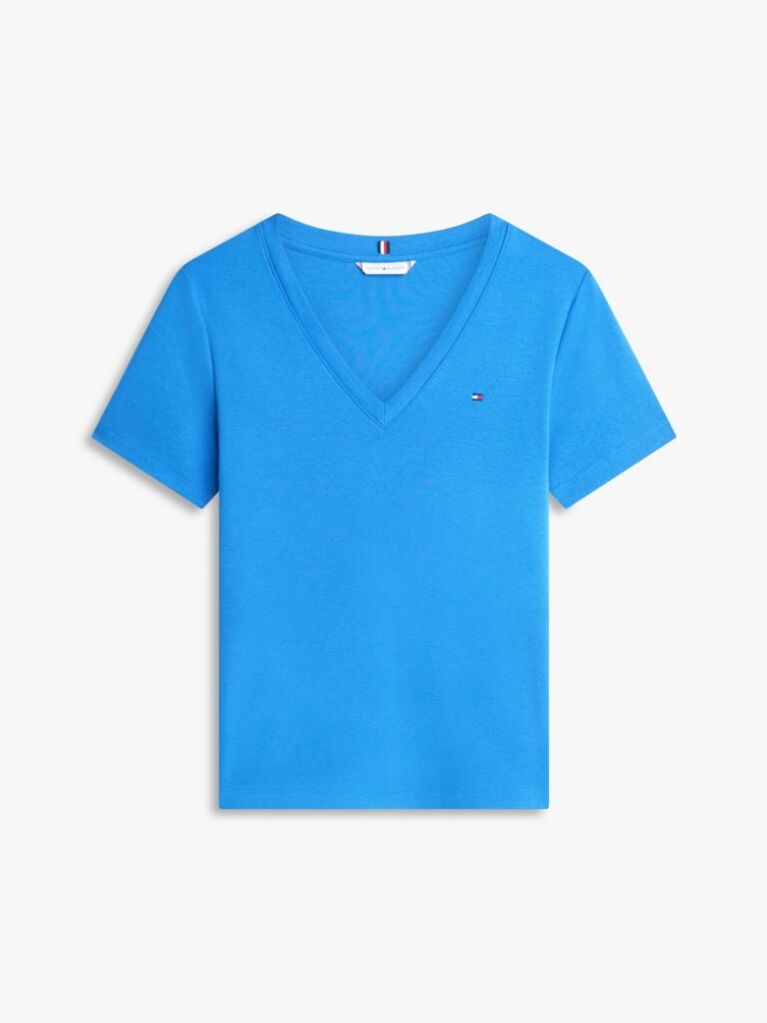 Μπλε T-Shirt Με Λαιμόκοψη V Και Slim Γραμμή  Γυναίκες