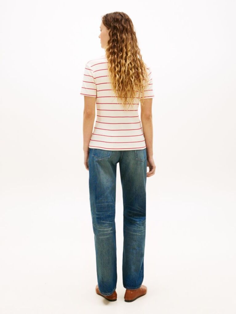 Multi Ριμπ T-Shirt Σε Slim Γραμμή Με Κεντητό Σημαιάκι  Γυναίκες