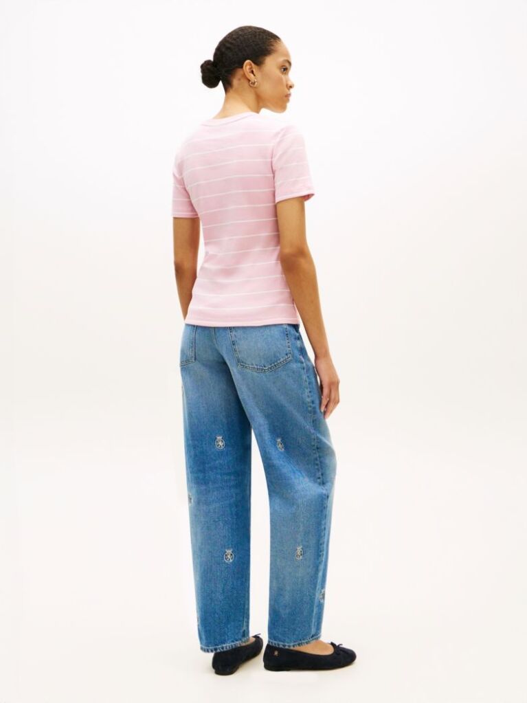 Multi Ριμπ T-Shirt Σε Slim Γραμμή Με Κεντητό Σημαιάκι  Γυναίκες