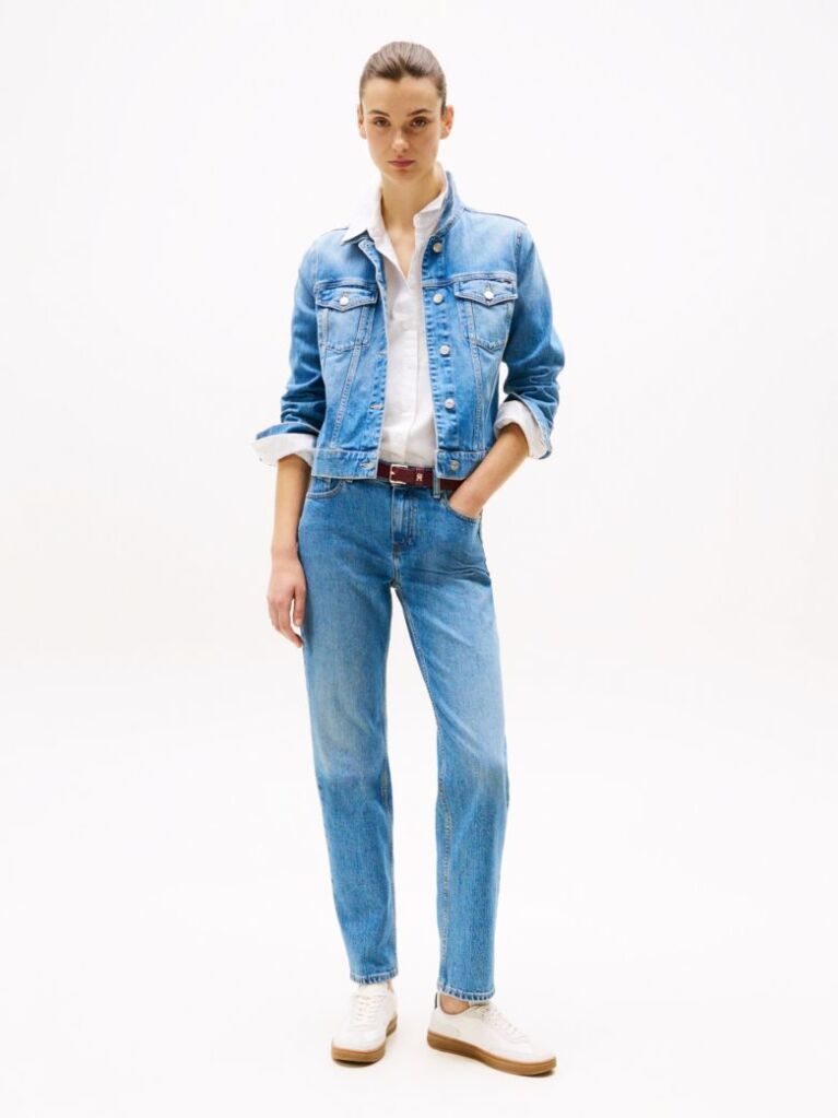 Μπλε Denim Τζάκετ Σε Slim Γραμμή  Γυναίκες