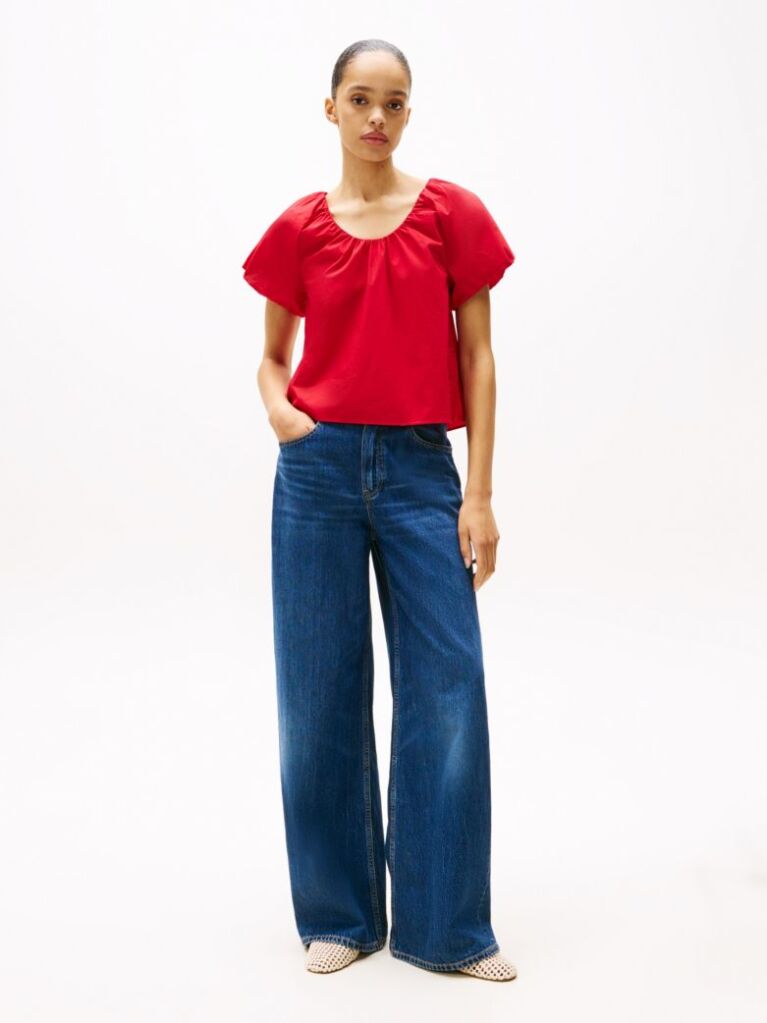 Red Regular Fit Short Sleeve Blouse  Women