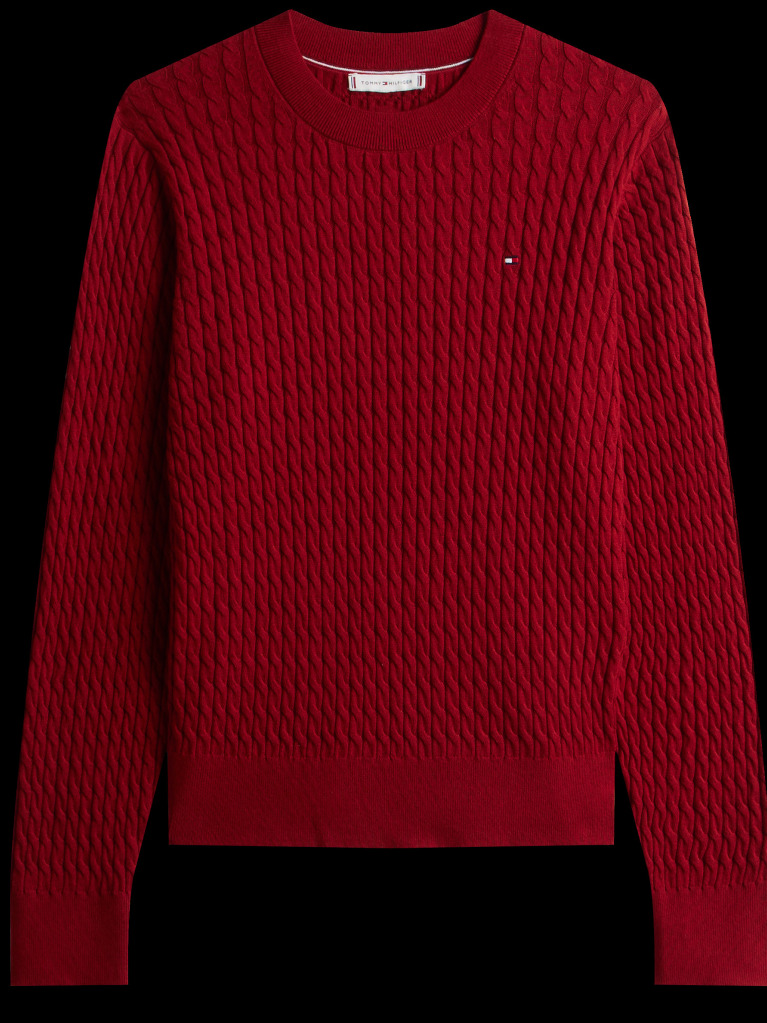 Red Fine Cable Knit Jumper  Women