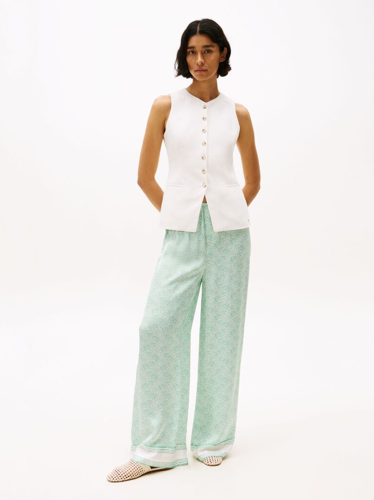 Green Sateen Loose Trousers  Women