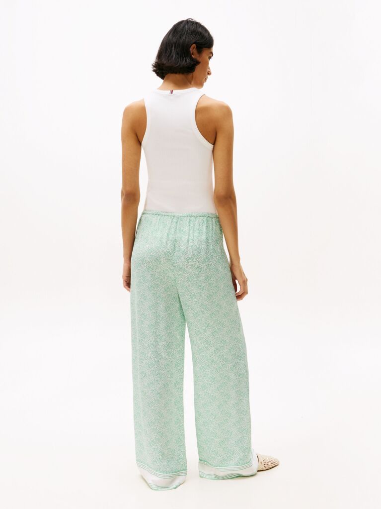 Green Sateen Loose Trousers  Women