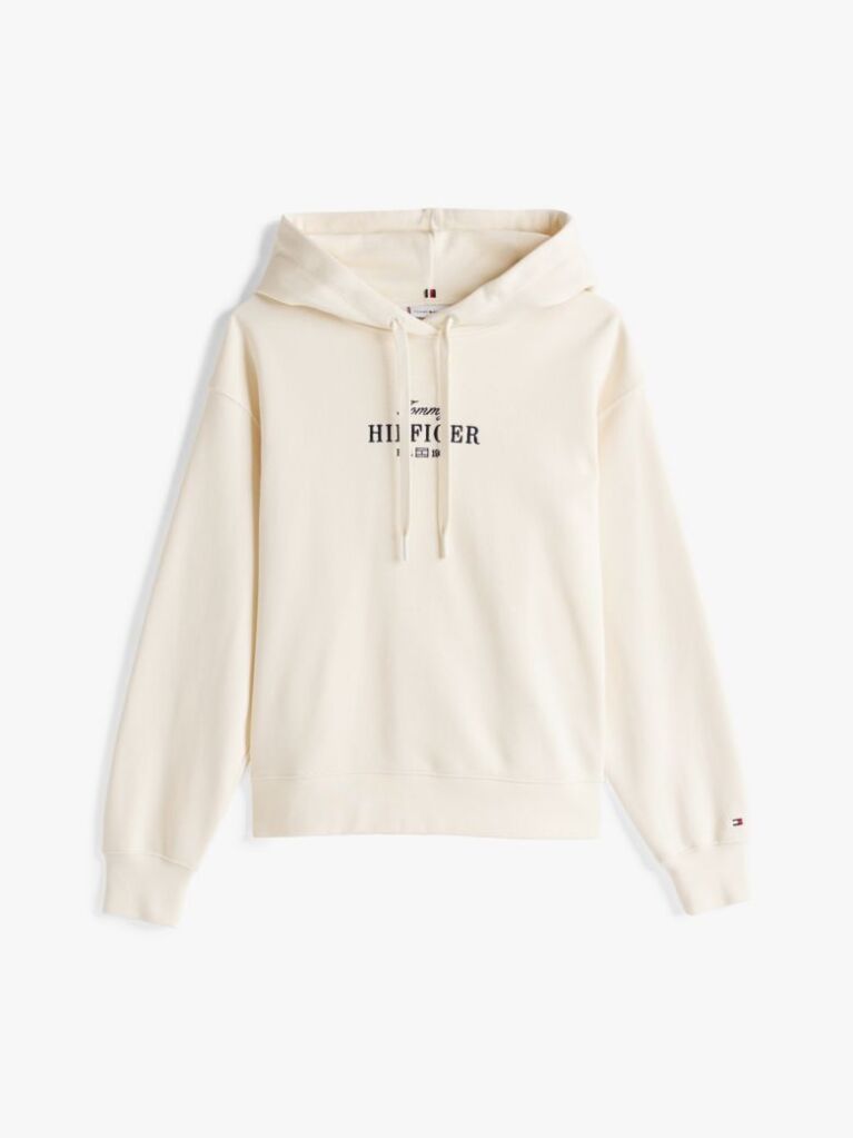 Beige Logo Embroidery Hoody  Women