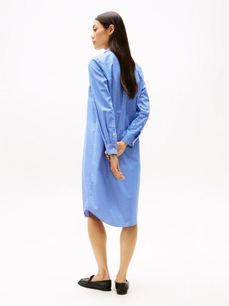 Blue Stripe Poplin Midi Shirt Dress  Women