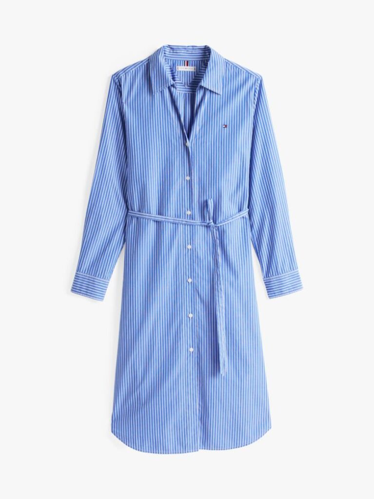 Blue Stripe Poplin Midi Shirt Dress  Women