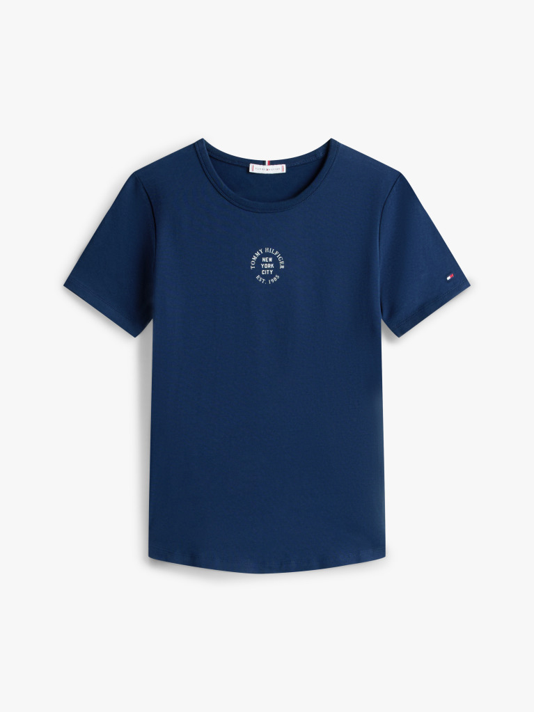 Μπλε Κοντομάνικο T-Shirt Σε Slim Γραμμή Με Λογότυπο  Γυναίκες