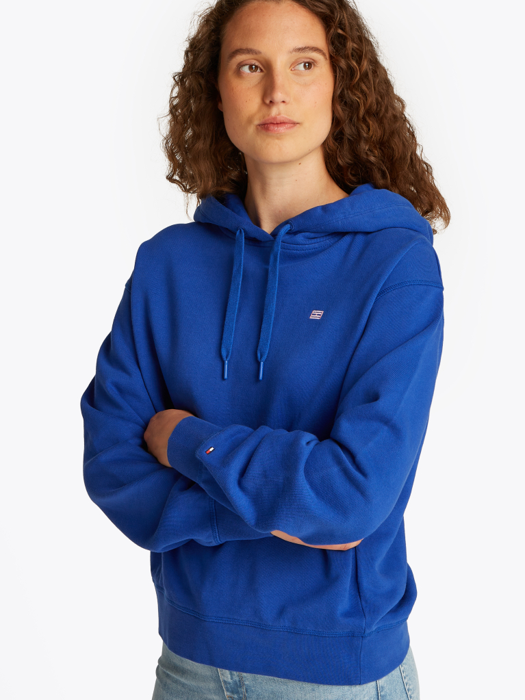 Μπλε Hoody Με Κεντητό Σημαιάκι Σε Αντίθεση  Γυναίκες