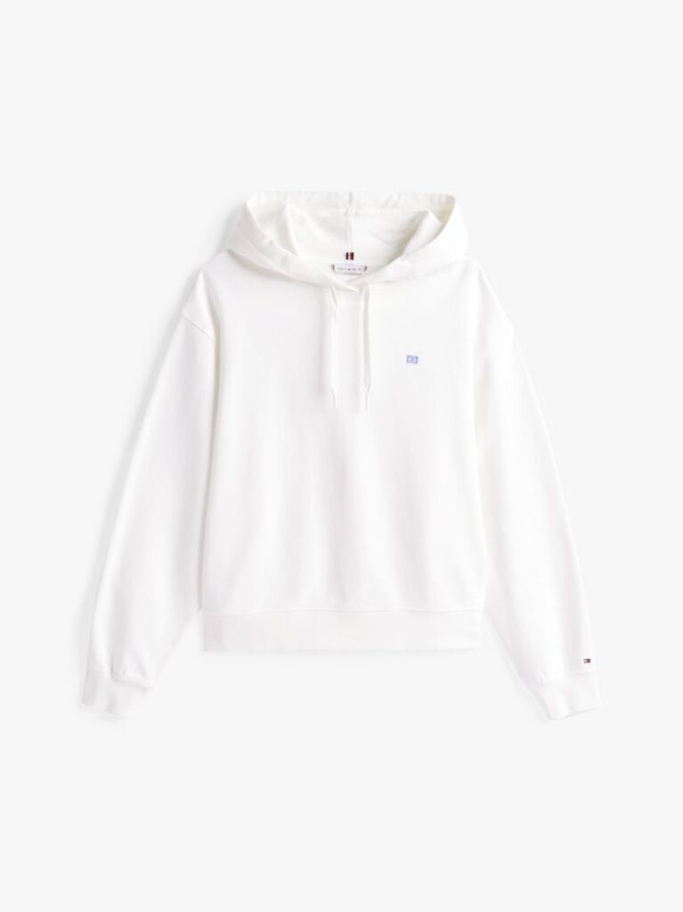Άσπρο Hoody Με Κεντητό Σημαιάκι Σε Αντίθεση  Γυναίκες