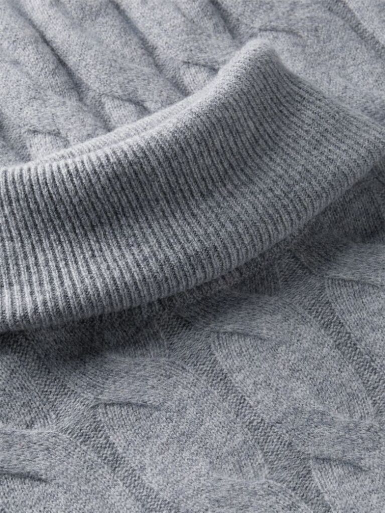 Grey Cable Knit Midi Soft Wool Jumper Dress  Women