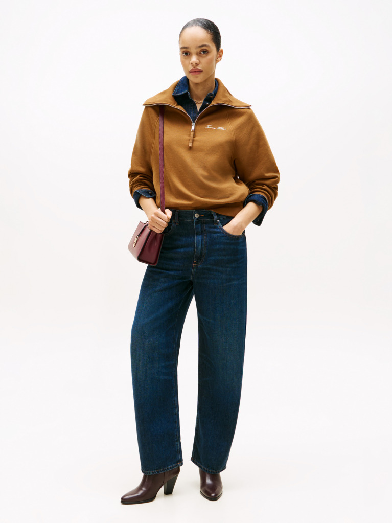 Χακί Interlock Fleece Πλεκτό Πουλόβερ Με Φερμουάρ  Γυναίκες