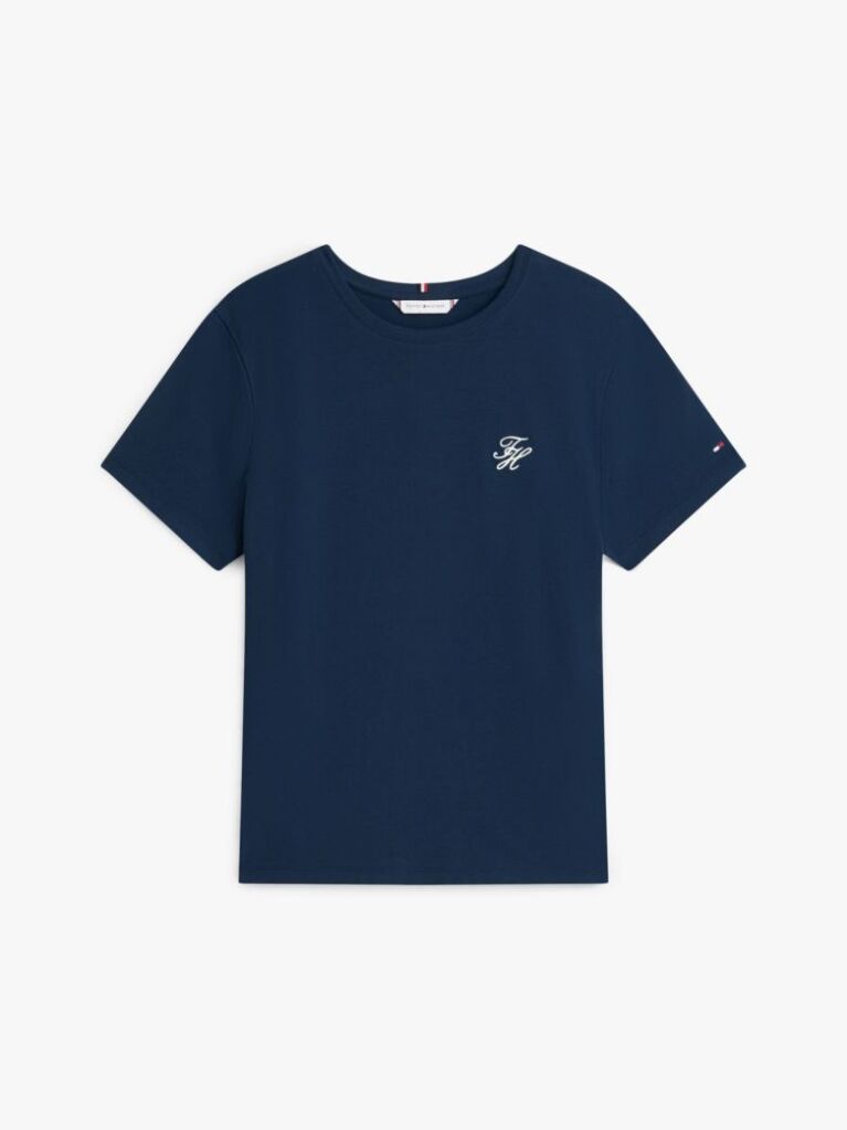 Μπλε T-Shirt Με Κεντημένο Λογότυπο Και Στρογγυλή Λαιμόκοψη  Γυναίκες