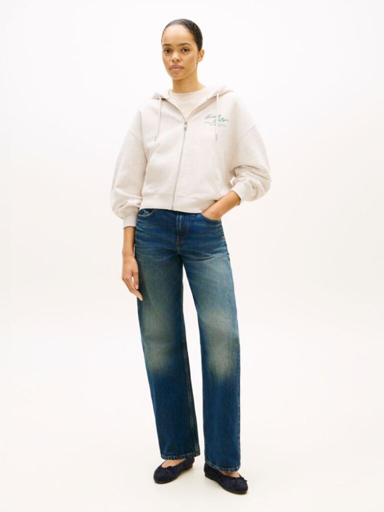 Beige Terry Relaxed Zip-Thru Hoody  Women