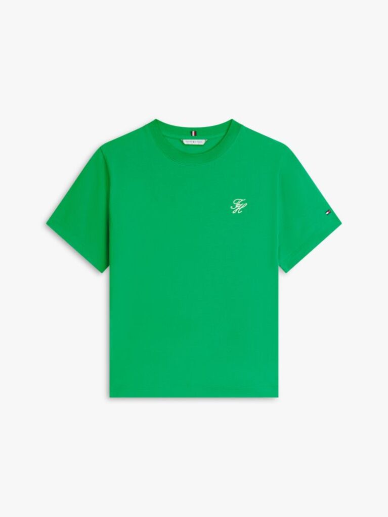 Πράσινο T-Shirt Με Κλασική Λαιμόκοψη Και Κεντητό Λογότυπο  Γυναίκες