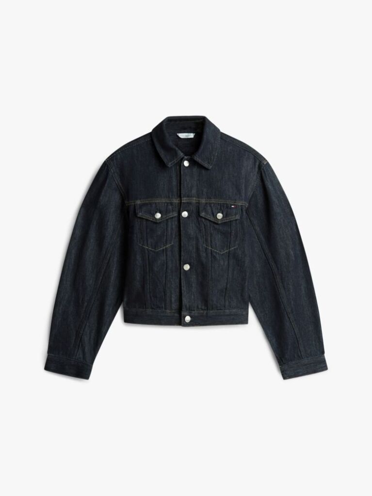 Μπλε Denim Τζάκετ Με Κεντημένη Σημαία Και Πιέτες  Γυναίκες