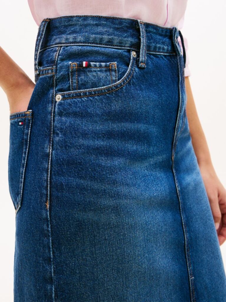Μπλε Denim Φούστα Με Κανονική Μέση Και Ίσια Γραμμή  Γυναίκες