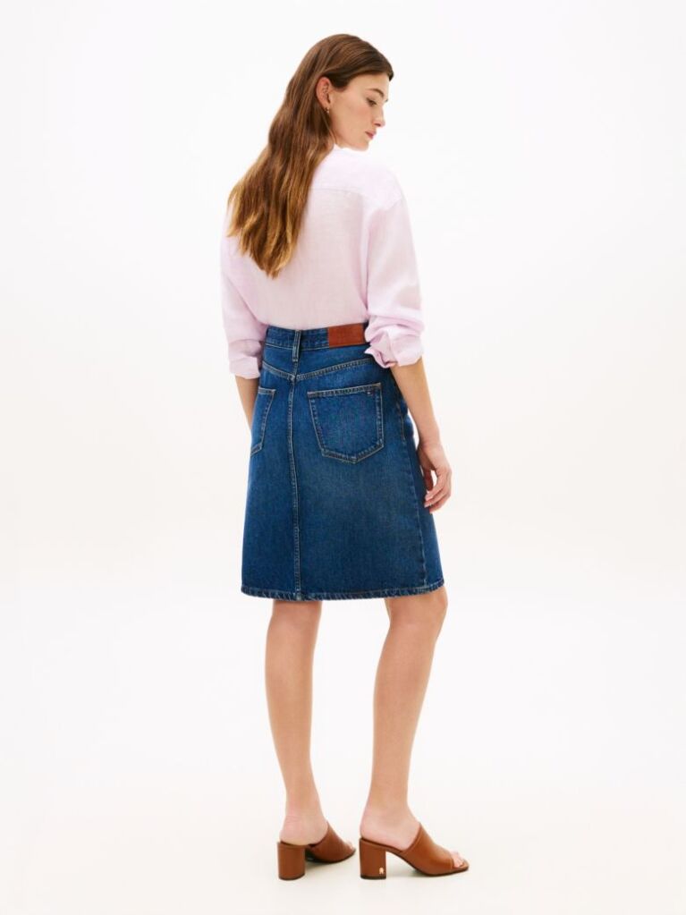 Μπλε Denim Φούστα Με Κανονική Μέση Και Ίσια Γραμμή  Γυναίκες