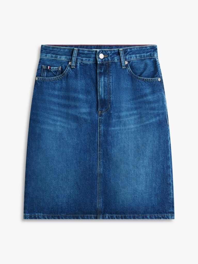 Μπλε Denim Φούστα Με Κανονική Μέση Και Ίσια Γραμμή  Γυναίκες