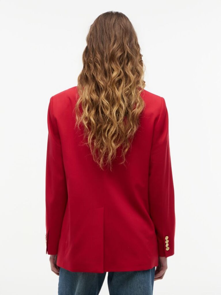 Κόκκινο Άνετο Blazer Με Διπλή Σειρά Κουμπιών Από Μάλλινο Μείγμα  Γυναίκες